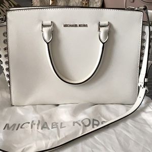 COPY - Michael Kors - White Large Selma Grommet Satchel
